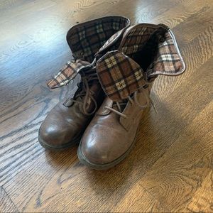 Brown Plaid Boots
